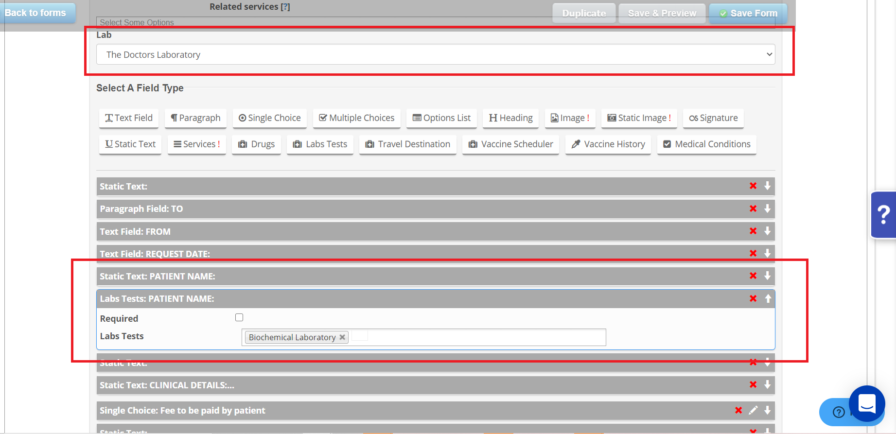 Setting up a Lab, Request Form & Tests
